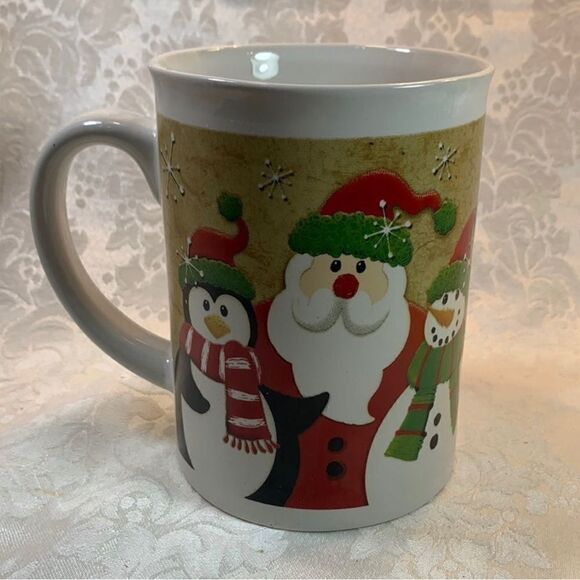 Christmas Santa Penguin Snowman Coffee Tea Cocoa Collector Holiday 2 Mug Set - Picture 8 of 11
